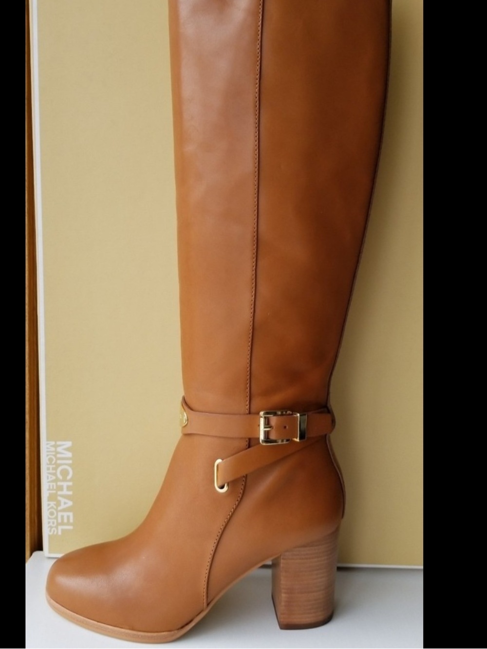 Michael Kors 8.5 Arley luggage leather knee-high boots